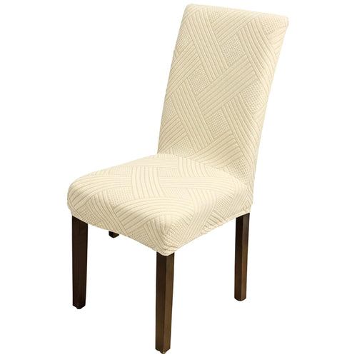 Universal Fit Elegant Jacquard Chair Cover – 220 GSM Stretch Fabric (Beige)