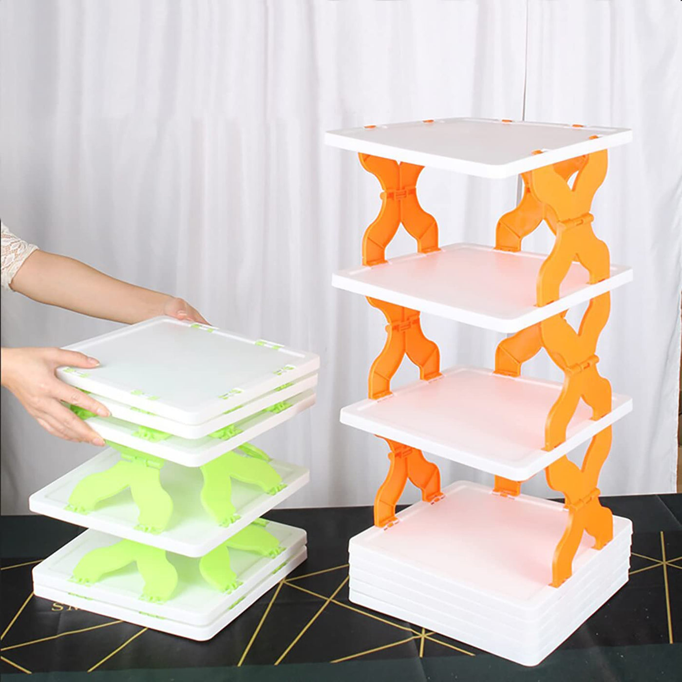 4 Tier Collapsible Shoes Stand- Orange