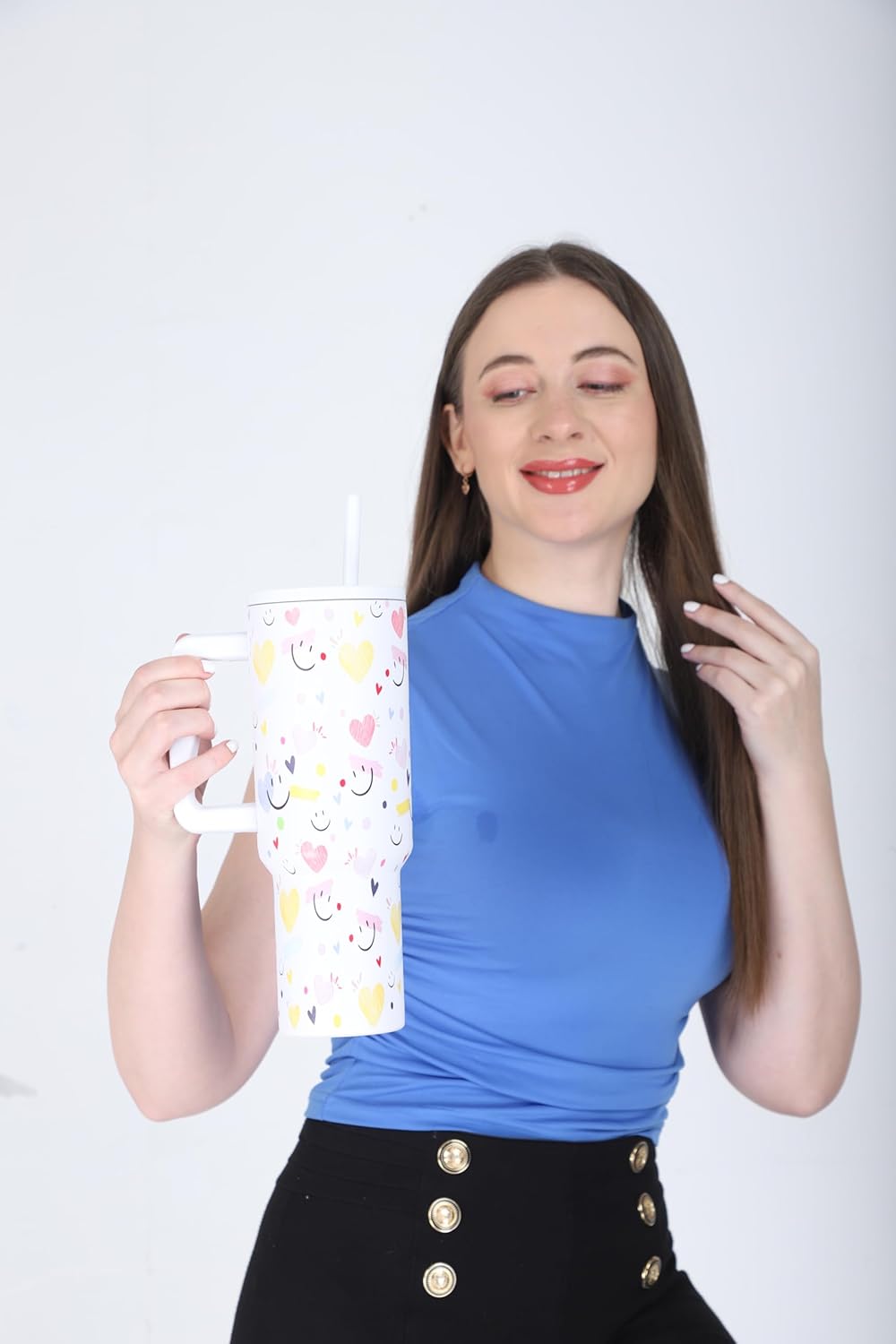 Stainless Steel Vacuum Insulated Tumbler with Straw and Lid & Handle - (1200 ML)