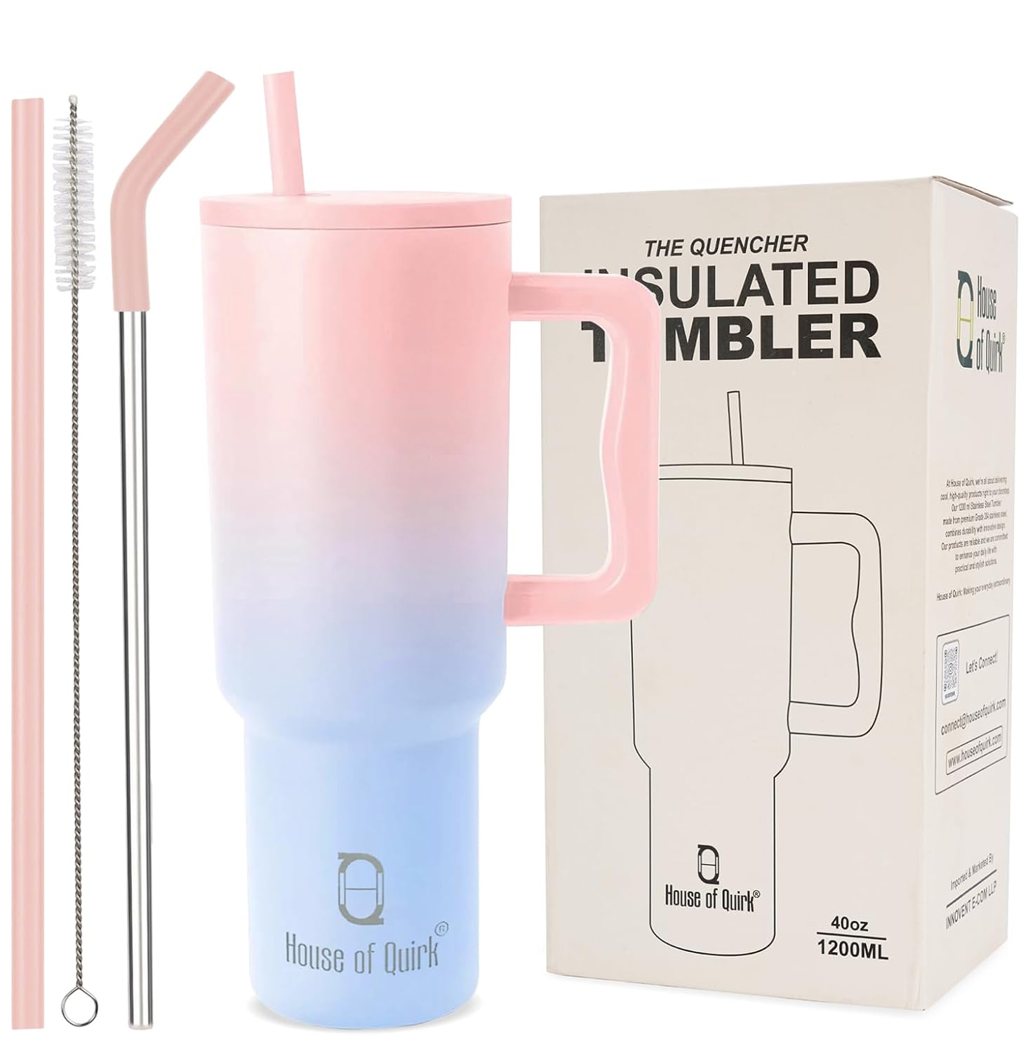 Stainless Steel Vacuum Insulated Tumbler with Straw and Lid & Handle - (1200 ML)