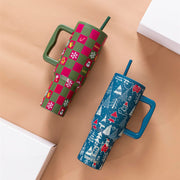 Christmas Edition 1200ml Tumbler with Handle & Straws