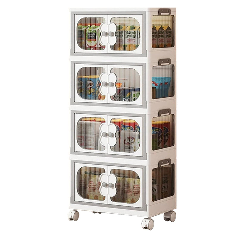 4 Layer Storage Box Wardrobe with Wheels (45cm, White)