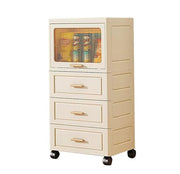 Bathroom Floor Storage Box Freestanding Box with Drawers Plastic (Beige)