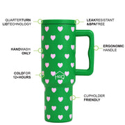 1200ML Stainless Steel Tumbler with Handle & Lid, 2 Straws (Matcha Kiss)