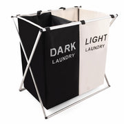 3 Section Laundry Basket with Oxford Bags - Multicolor