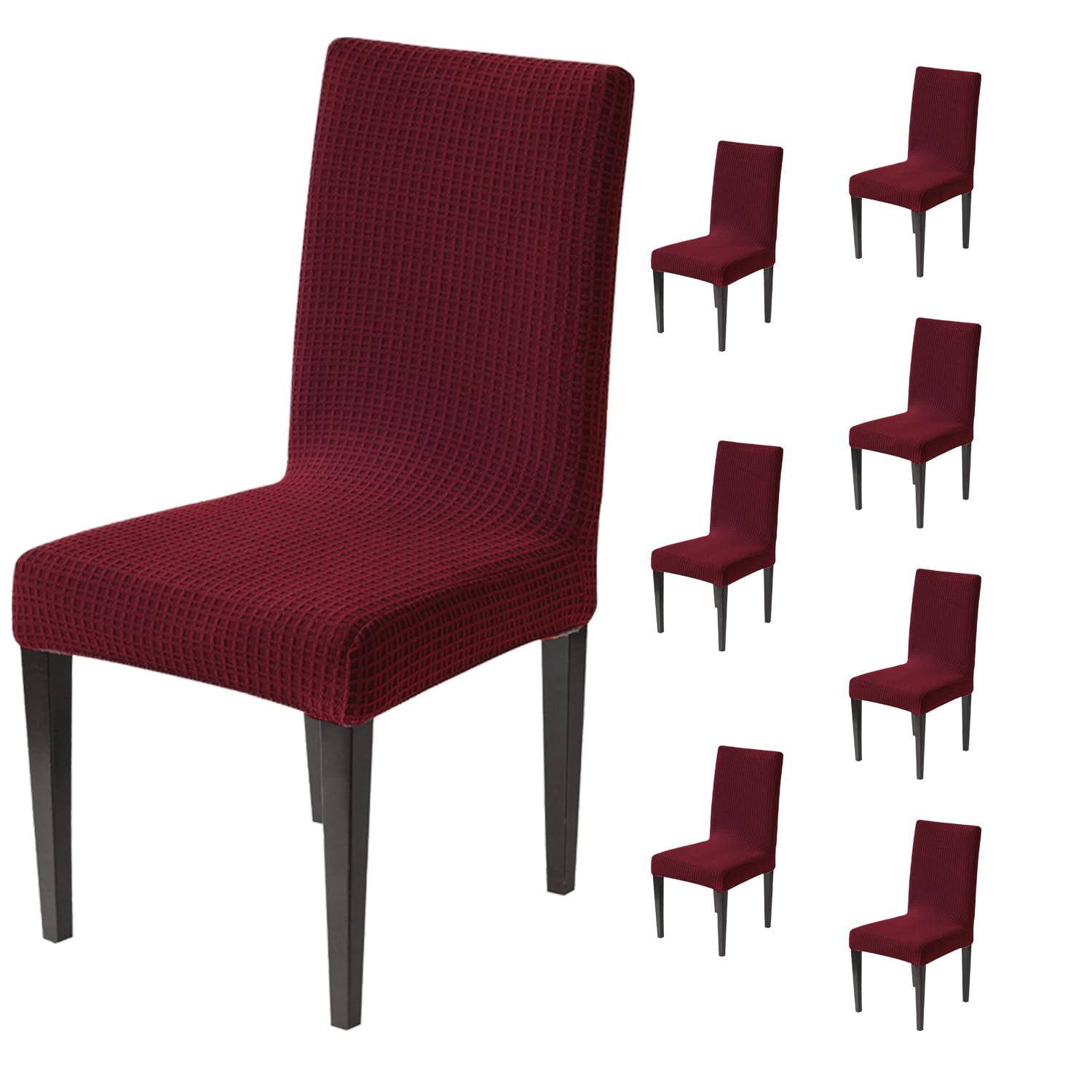 Decorative Dining Chair Cover – 220 GSM Stretch Jacquard Fabric (Maroon)