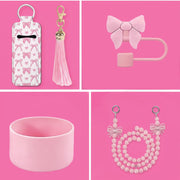 6-Piece Tumbler Accessories Set – Bow Pink | 40oz & 30oz | Tumbler Not Included