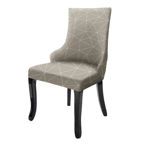 Wingback American Side Chair Slipcover-Beige White Triangle