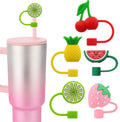 Silicone 10mm Cute Fruit Straw Toppers for Tumblers (5 Pcs) (Tumbler Not Included)