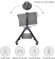 3 in 1 Baby Bed Portable Bassinet for Newborn Infant Baby with Storage Basket