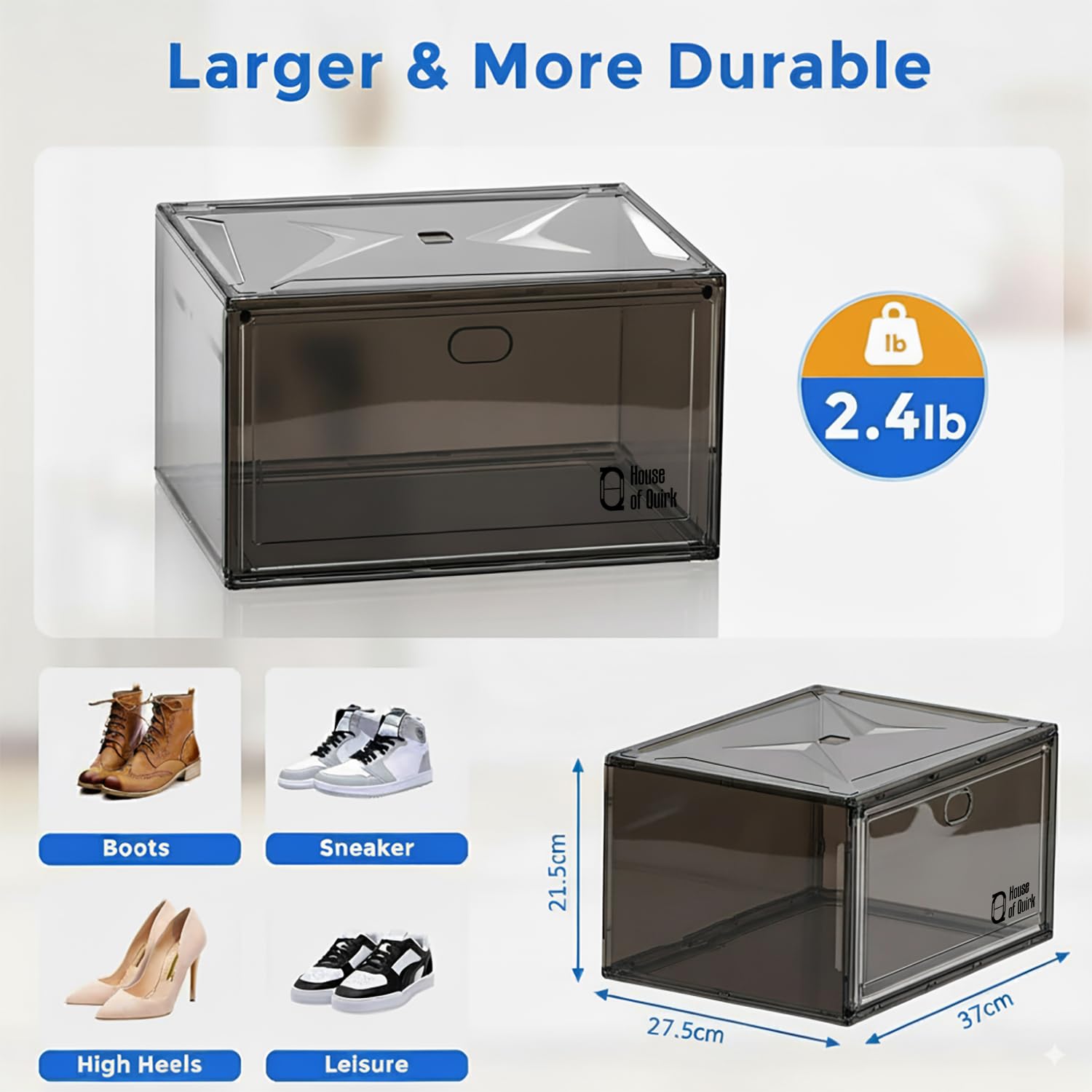 Shoe Storage Organizer Boxes Black