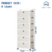 Foldable Storage Box Cart with Wheels & Handle (White)