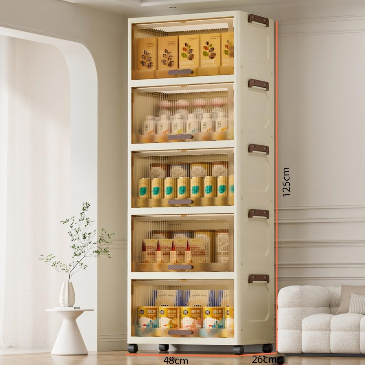 Foldable Storage Box, Closet Organizers and Storage (48 cm, Beige)