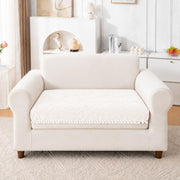 Rabbit Plush Sofa Mat Floral Design - Ivory