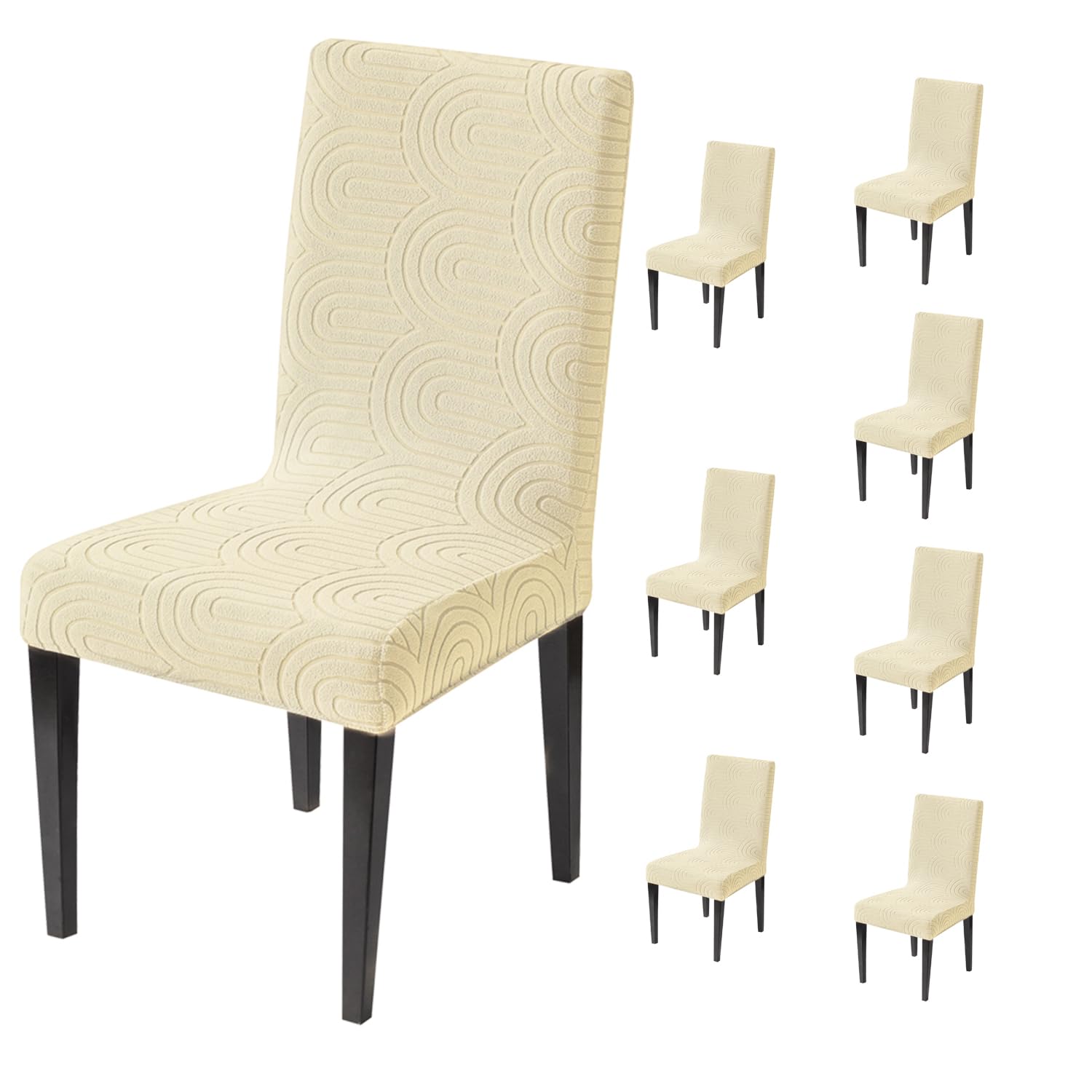 Premium Stretch Chair Cover – 220 GSM Jacquard Fabric (Beige)