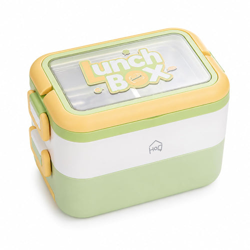 1200ml Double Layer Stainless Steel Lunch Box with Spoon & Fork