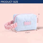 Korean Quilted Makeup Bag for Women, Heart Pattern Cosmetic Pouch