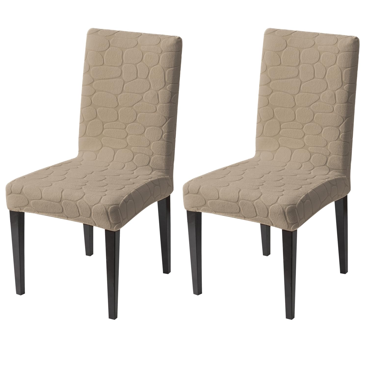Premium Stretch Dining Chair Covers – 220 GSM Thick Jacquard Fabric- Khaki