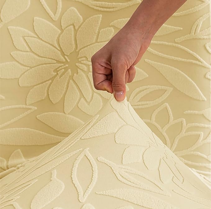 Stretchy Universal Camellia Jacquard Waterproof Chair Cover (Beige)