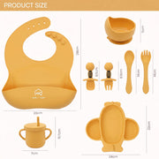 9 Pcs Silicone Feeding Set for Babies | Airplane Divided Plate