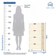 Slim Bathroom Storage Cabinet with Wheels & Drawers - White