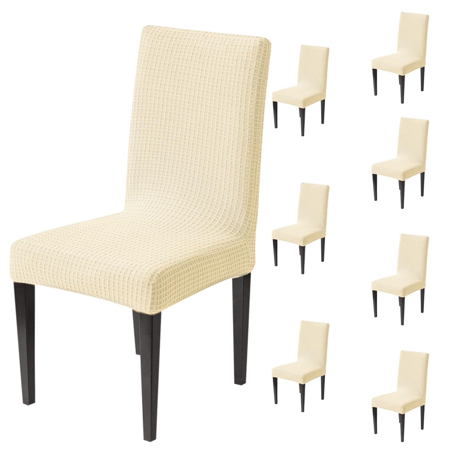 Decorative Dining Chair Cover – 220 GSM Stretch Jacquard Fabric (Beige)