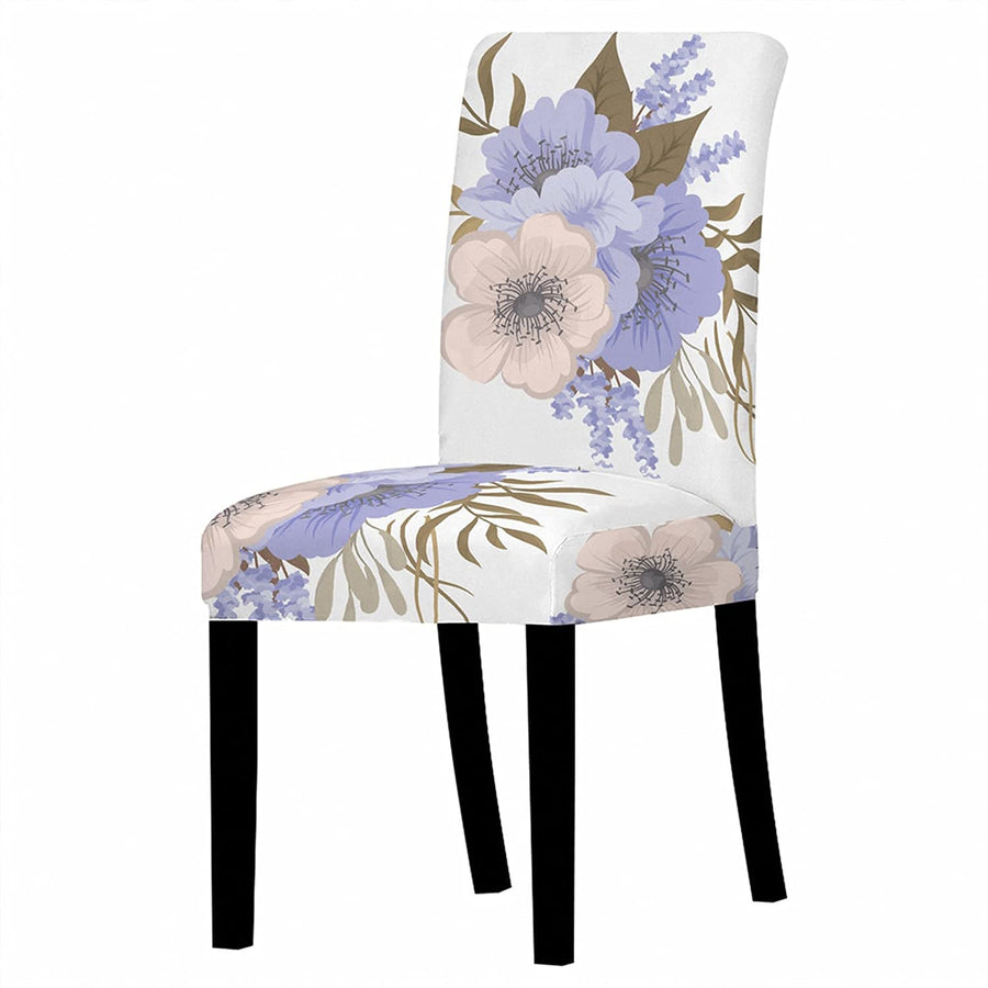 Polyester Spandex Printed Chair Cover Stretch Removable Washable (White Orchid)