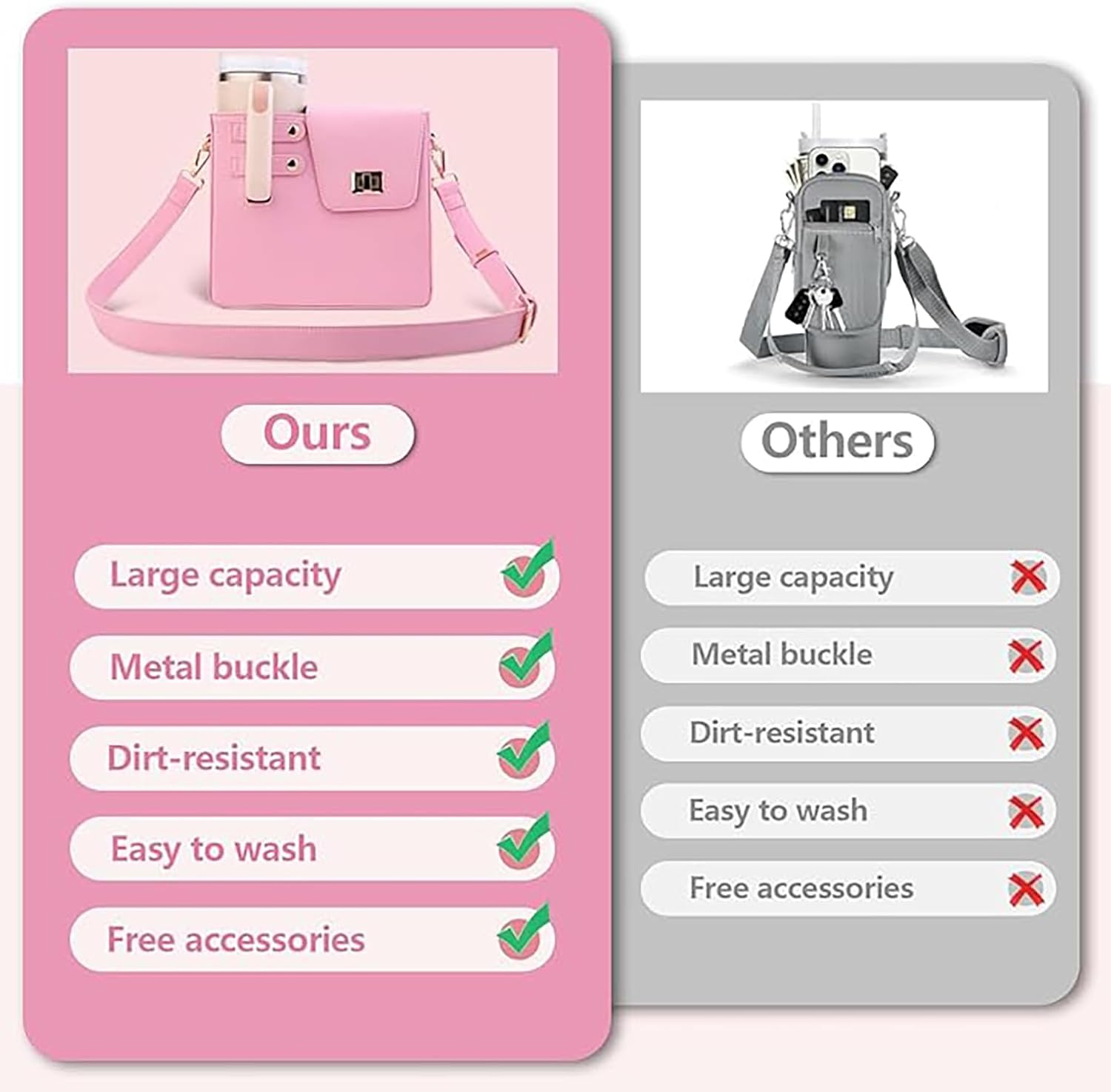 Crossbody Tumbler Holder with Purse Compartment