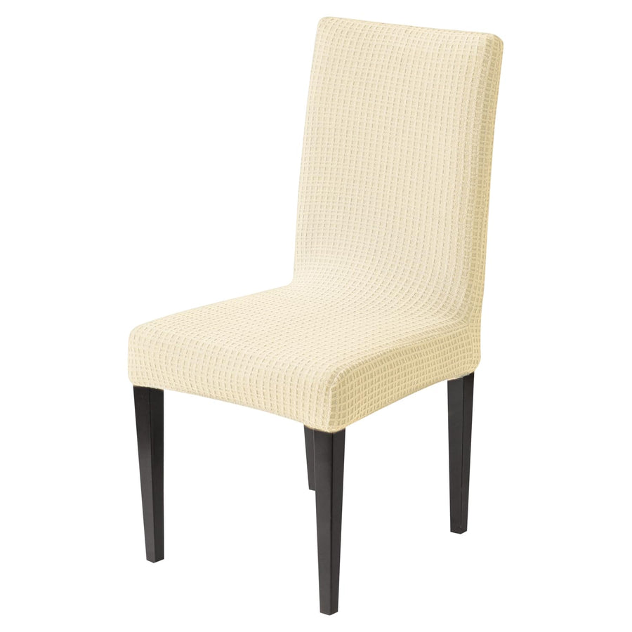 Decorative Dining Chair Cover – 220 GSM Stretch Jacquard Fabric (Beige)