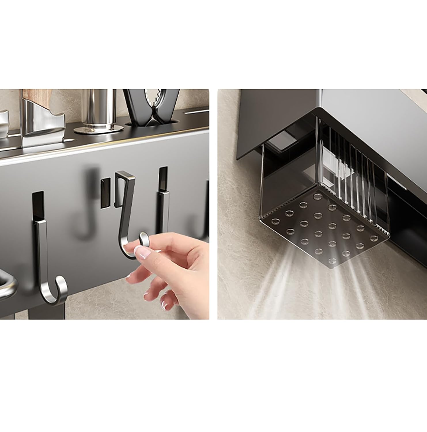 Condiment Knife Rack Holder, With 4 Hook Wall Mounted