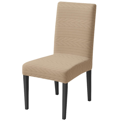 Flexible Stretch Dining Chair Cover 220 GSM Jacquard Fabric, Universal Fit (Khaki)