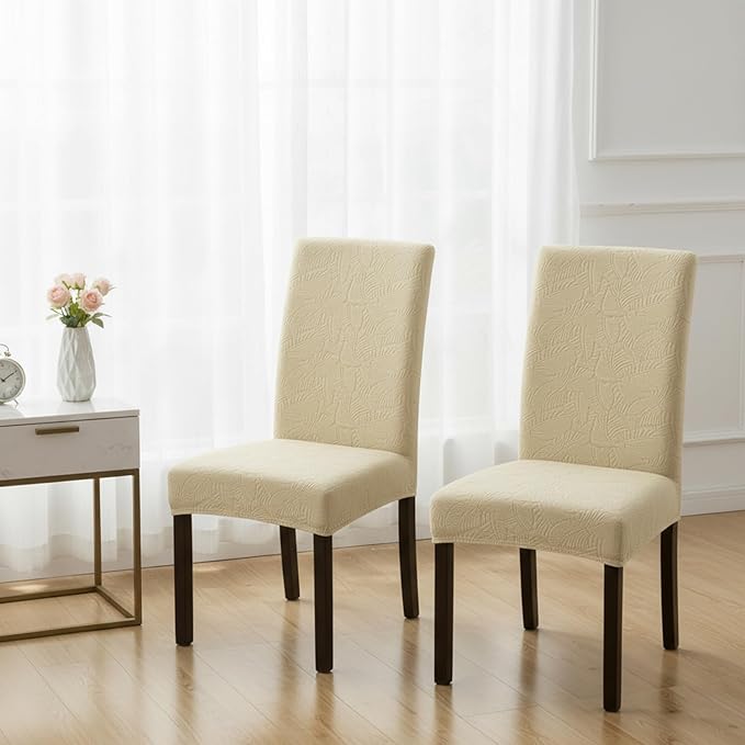 Stretchable Jacquard Dining Chair Cover – Universal Fit, 220 GSM-Khaki