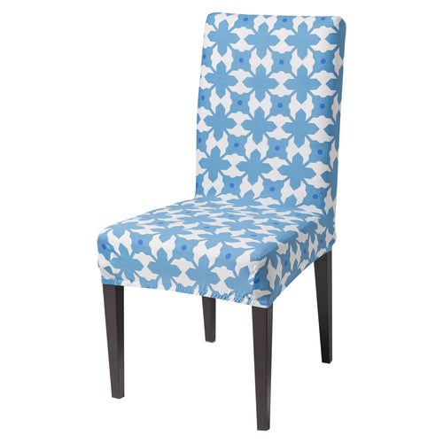 Elastic Chair Cover Stretch Removable Washable (Indigo Motif)