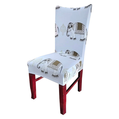 Elastic Chair Cover (Grey Elephant Printed)