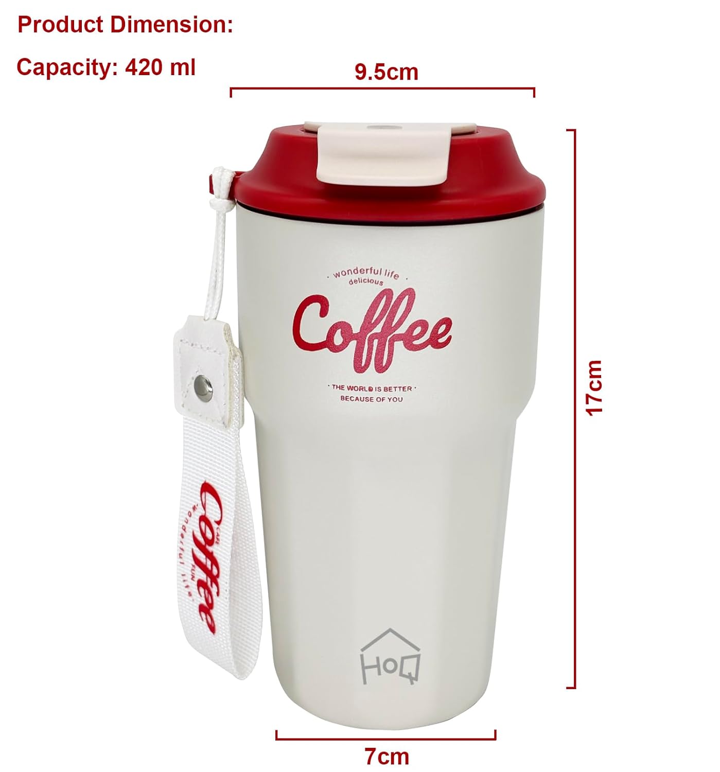Stainless Steel Coffee Mug, 420 ML Spill Proof Travel Mug with Lid Tumbler