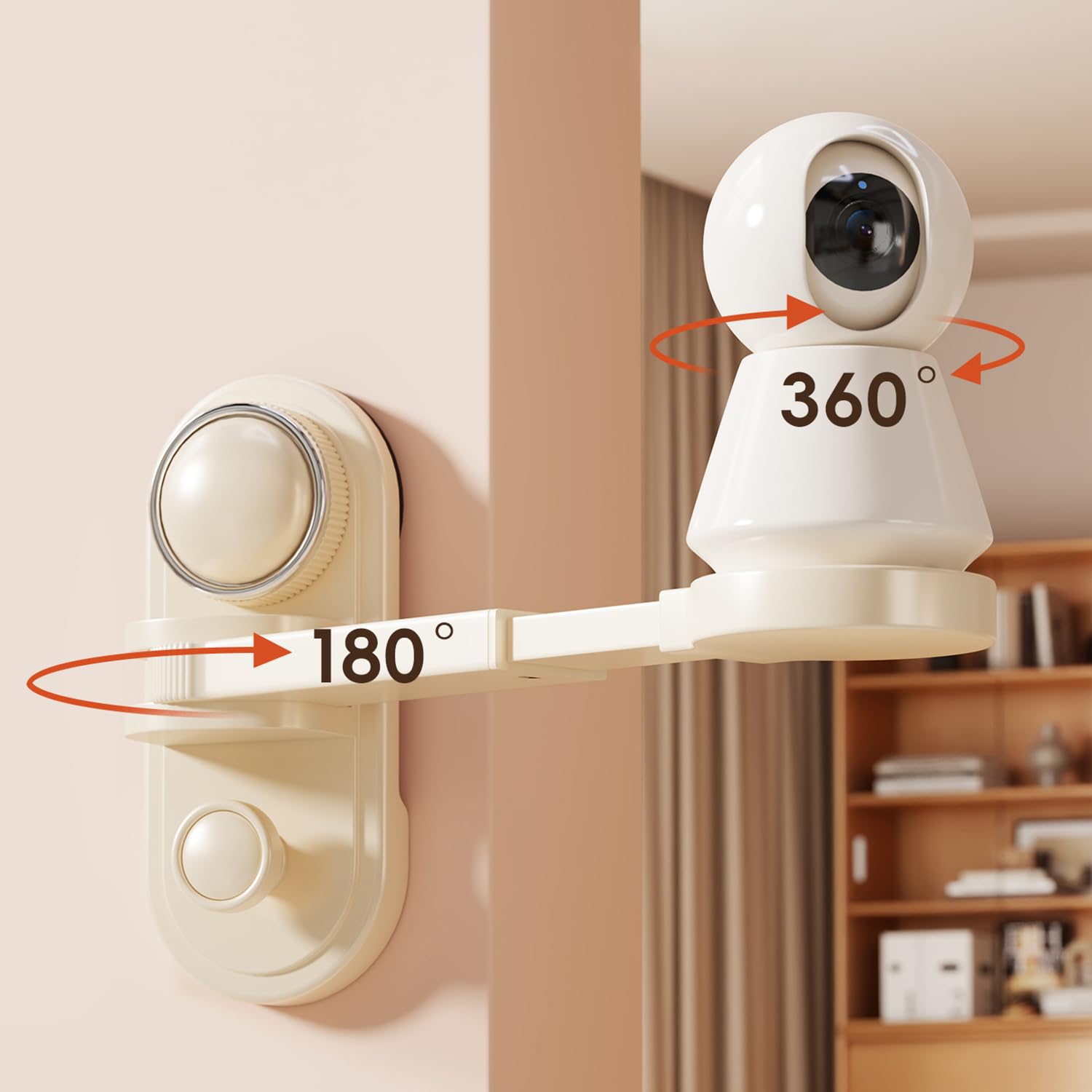 Suction Cup Camera Bracket Holder Retractable Punch-Free Wall Mount (Cream)