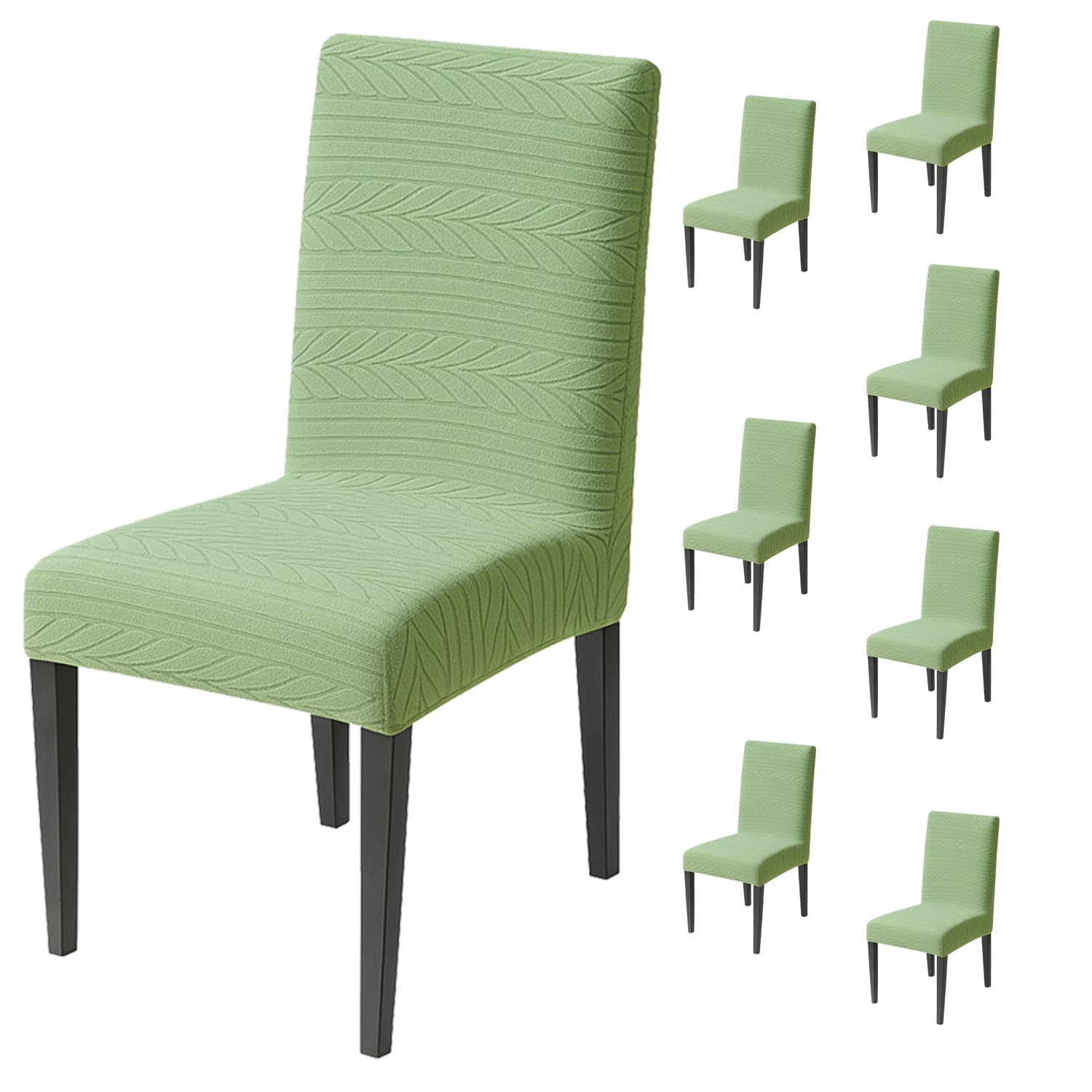 Flexible Stretch Dining Chair Cover – 220 GSM Jacquard Fabric (Green)