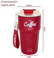 Stainless Steel Coffee Mug, 420 ML Spill Proof Travel Mug with Lid Tumbler
