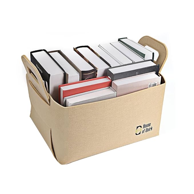 Storage Basket Felt Storage Bin Organizer with Carry Handles (Pack of 3)