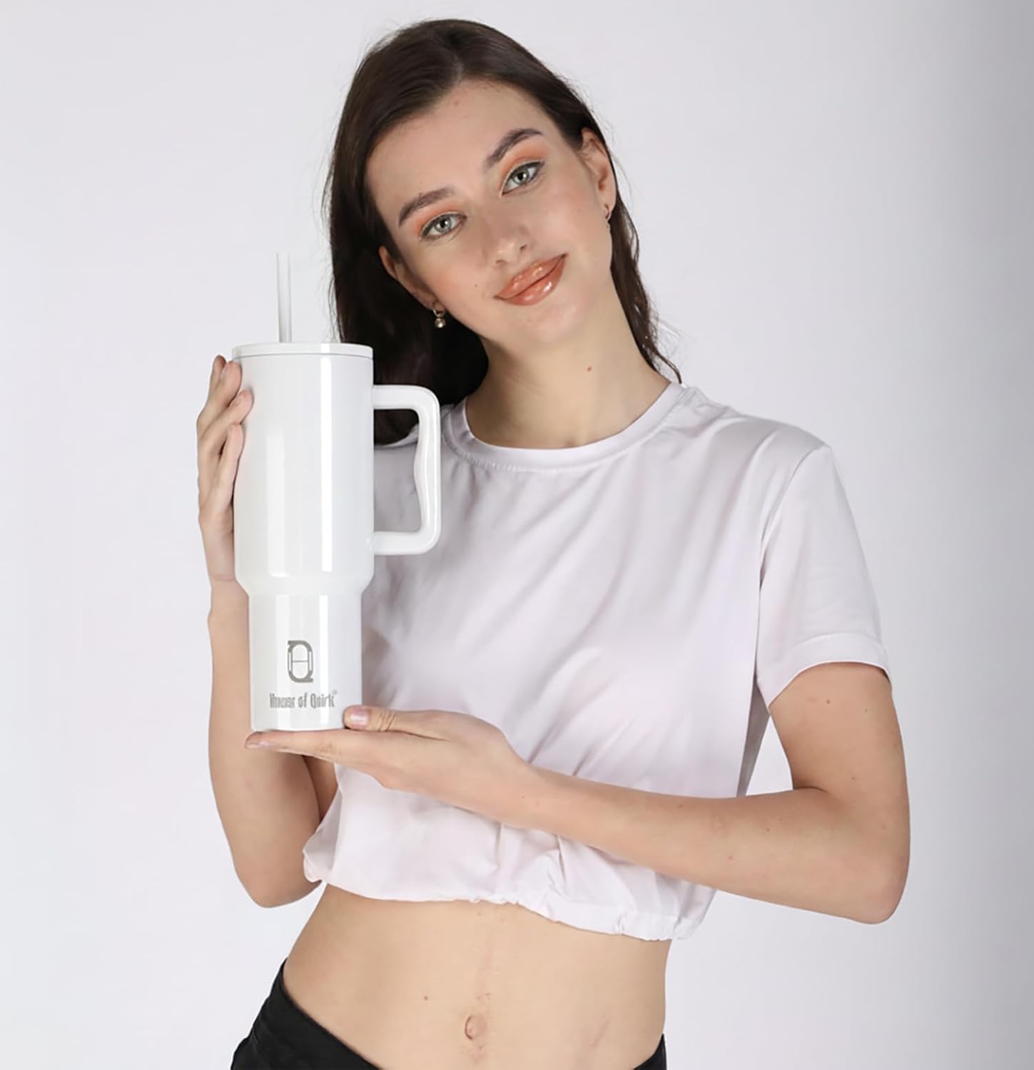 1200ML Insulated Stainless Steel Tumbler with Lid, Handle & Straws - (1200 ML)