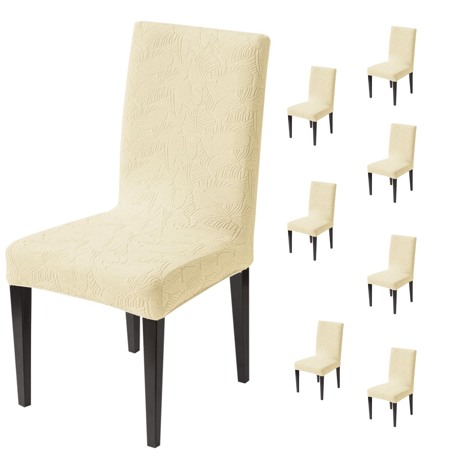 Stretchable Jacquard Dining Chair Cover – Universal Fit, 220 GSM-Khaki