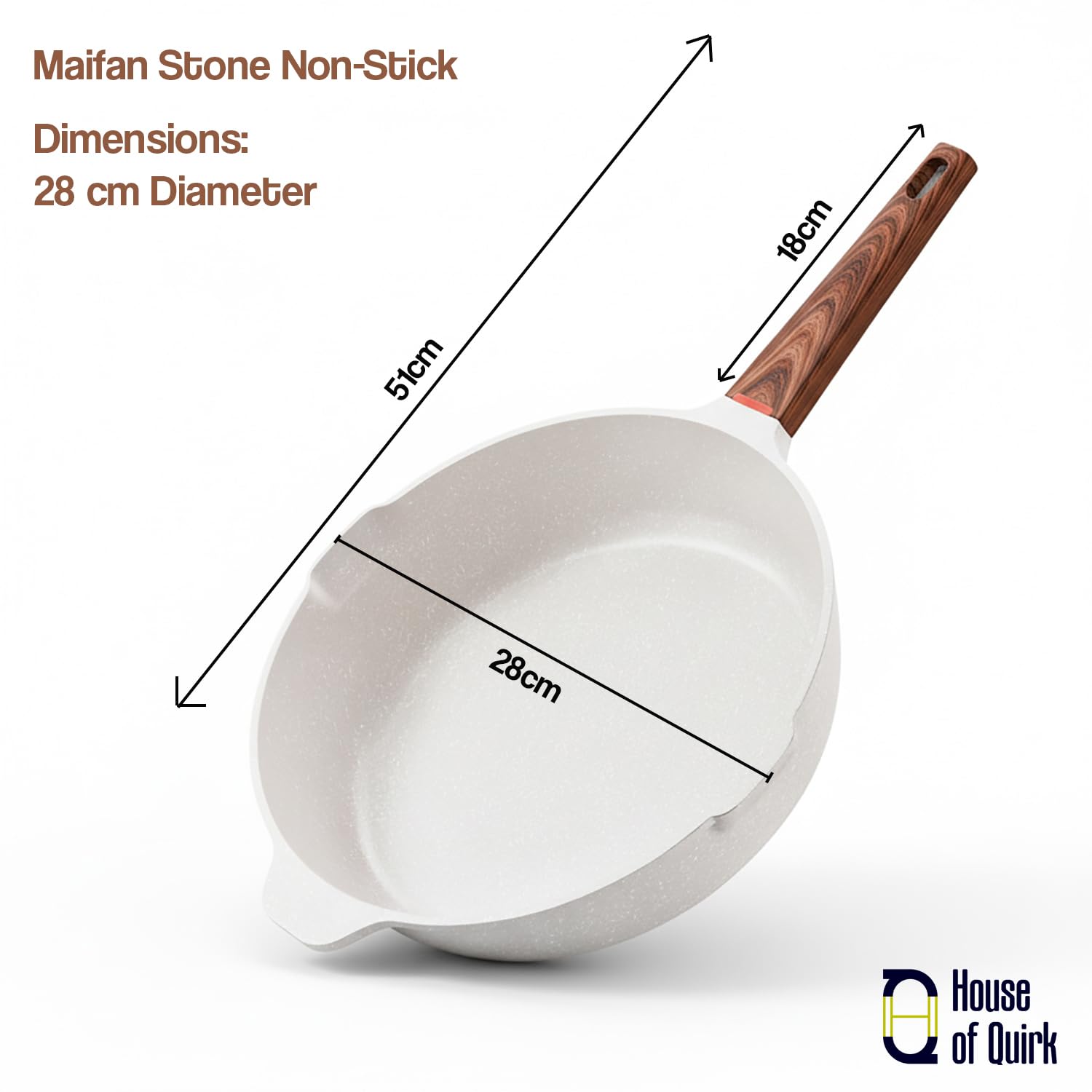 28cm Non-Stick Maifan Frying Pan 6-Layer Nonstick Coating (Granite Beige)