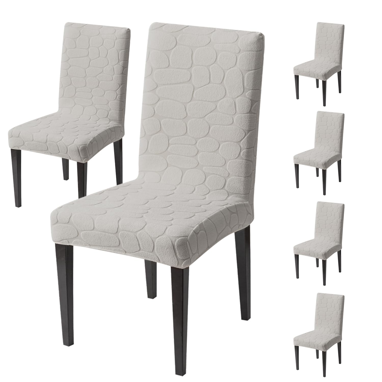 Premium Stretch Dining Chair Covers – 220 GSM Thick Jacquard Fabric- Grey