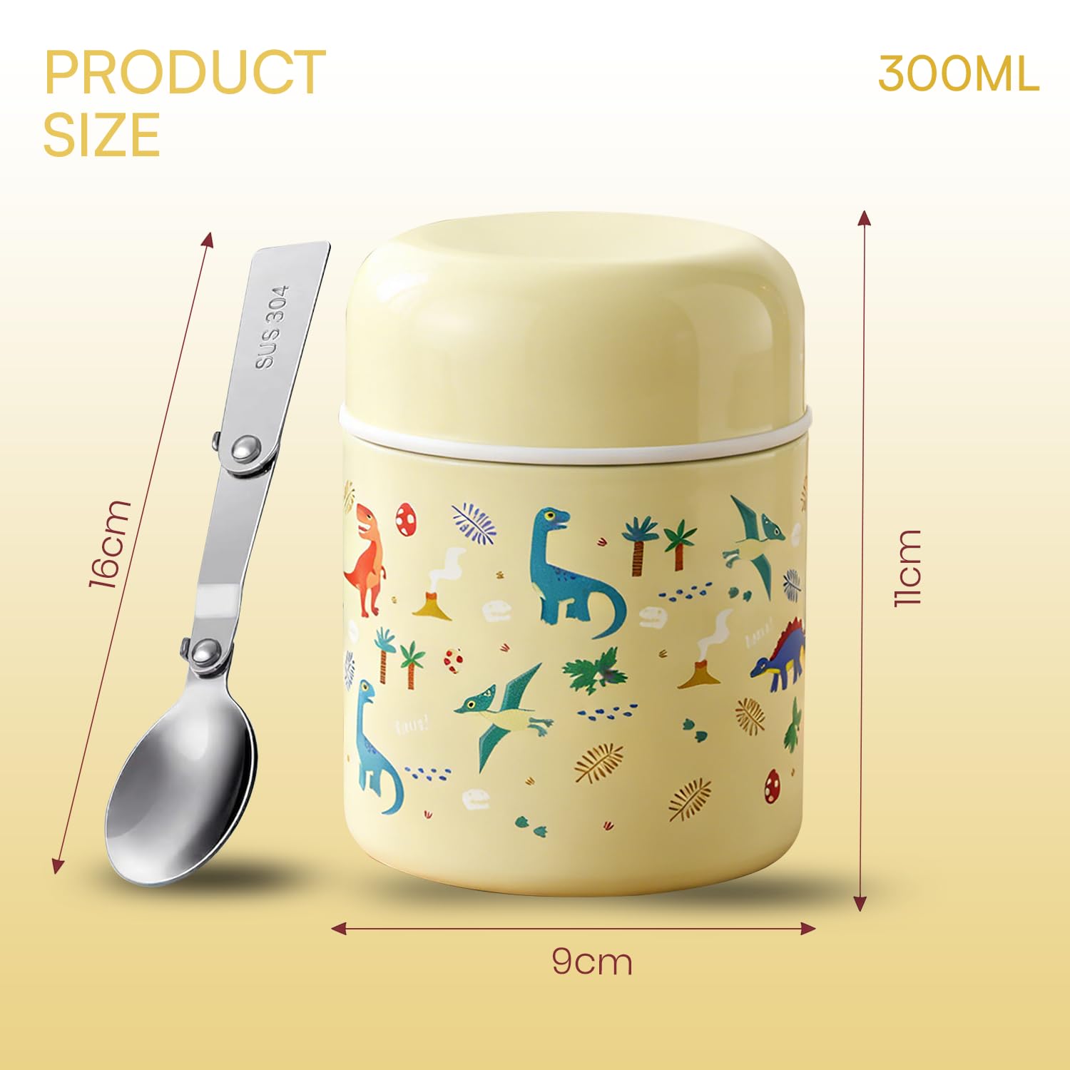 304 Stainless Steel Baby Feeding Bowl with Spoon 300ml