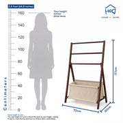 Bamboo Foldable 3-Bar Clothes Rack with Storage Bag - Brown
