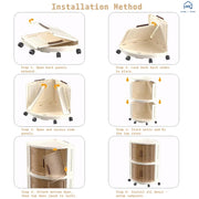 Foldable Triangular Storage Cabinet with Wheels (Cream)
