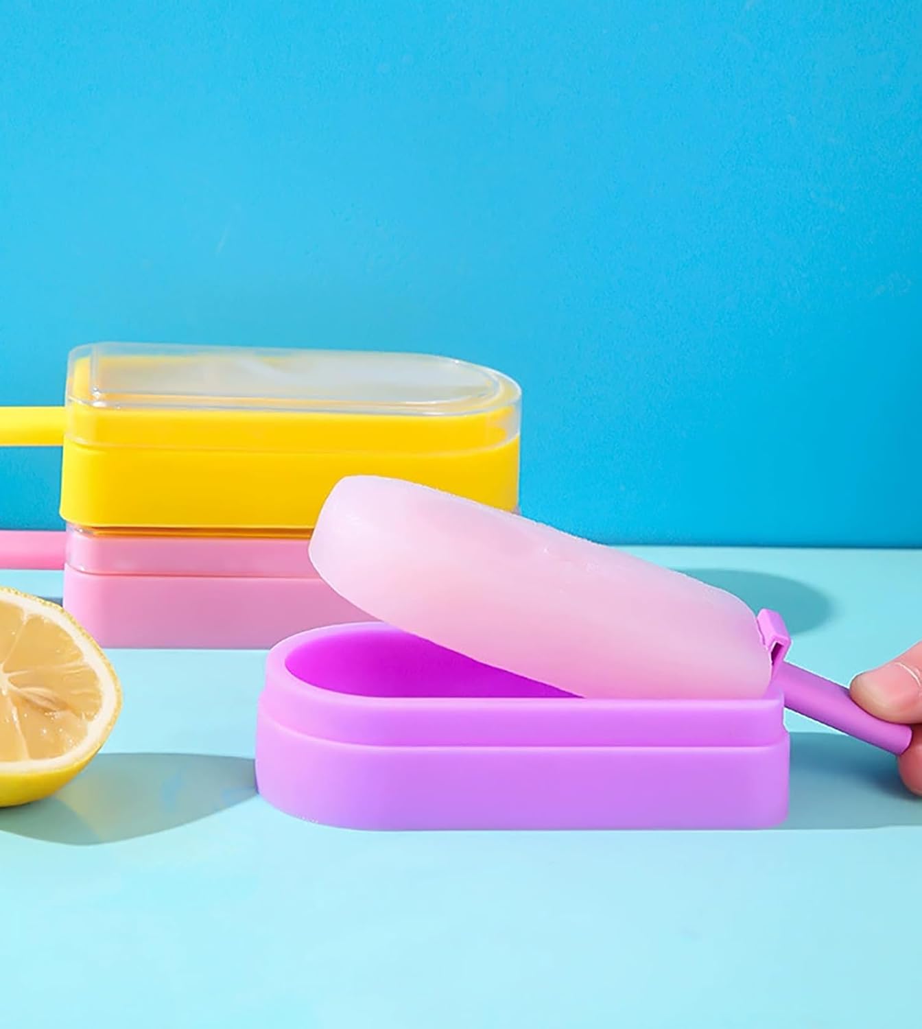 3Pcs Silicone Popsicle Molds with Lids- Multicolor