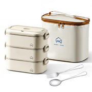 304 Stainless Steel Bento Lunch Box – Stackable, Leakproof, Microwave Safe with Insulated Case & Cutlery