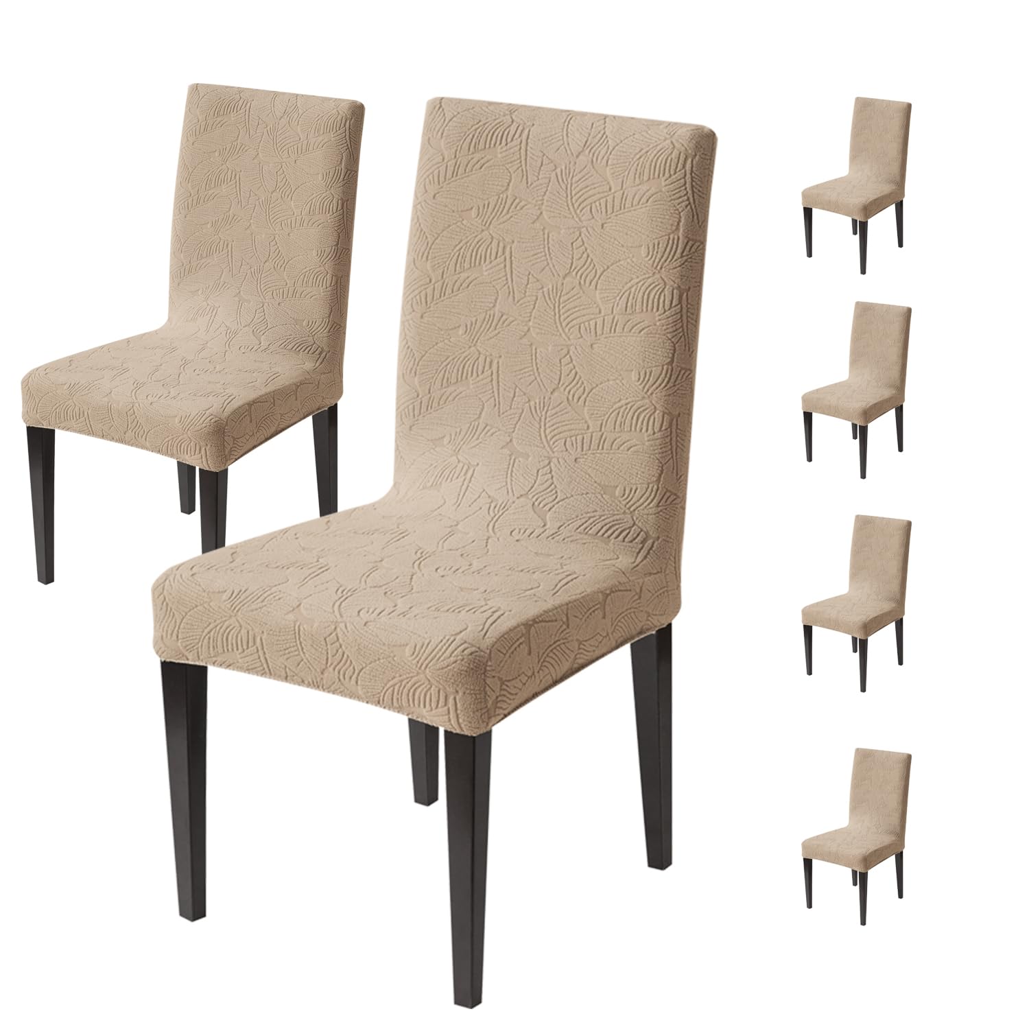 Stretch Jacquard Dining Chair Cover – Universal Fit, 220 GSM (Khaki)