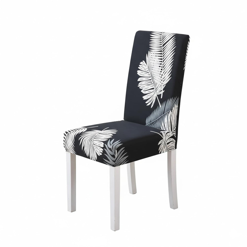 House of Quirk Elastic Chair Cover Stretch Removable Washable (Black Fern)